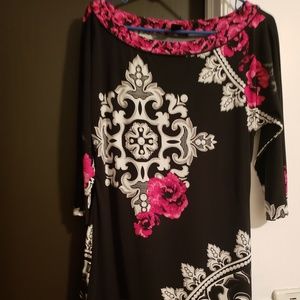 Pink and white floral tunic
